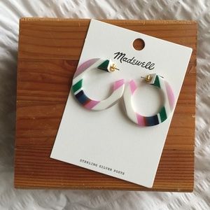 NWT Madewell Striped Resin Hoop Earrings